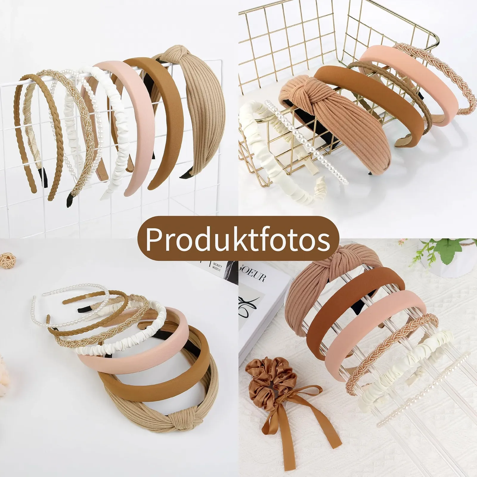 Набір із 7 жіночих обручів для волосся Brown з бісером, фото №6 Набір із 7 жіночих обручів для волосся Brown з бісером, фото №6