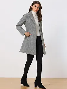 Пальто Allegra K З лацканами, елегантне, однобортне, з довгими рукавами, зимове synthetic.ua - Фото 1