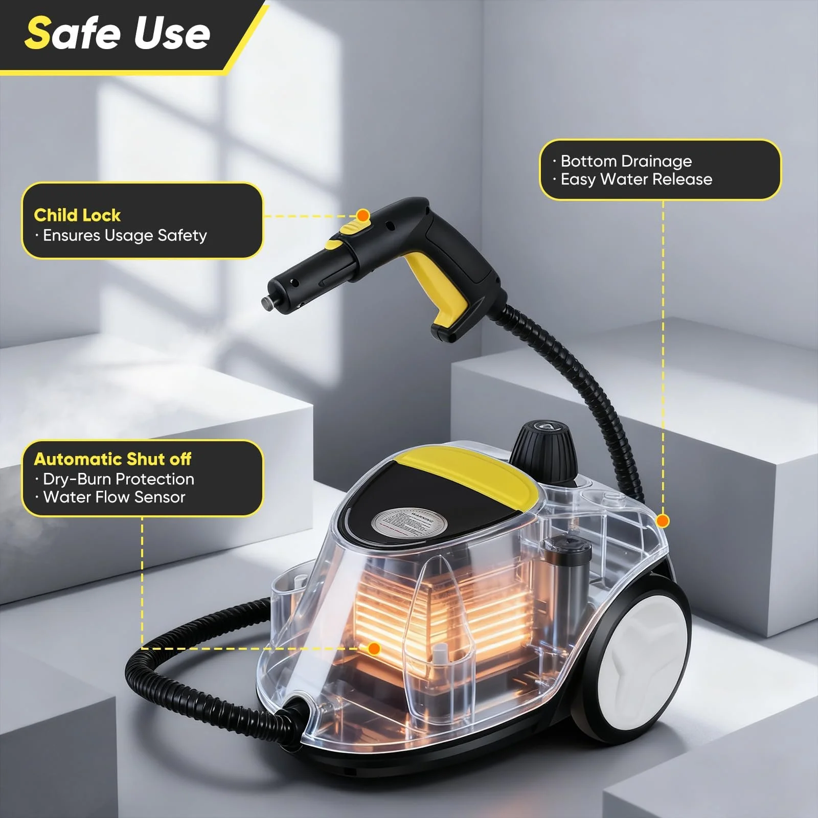 Пароочисник ручний 2100 Вт 2.1 л 5 бар 22 аксесуари, фото №2 Пароочисник ручний 2100 Вт 2.1 л 5 бар 22 аксесуари, фото №2