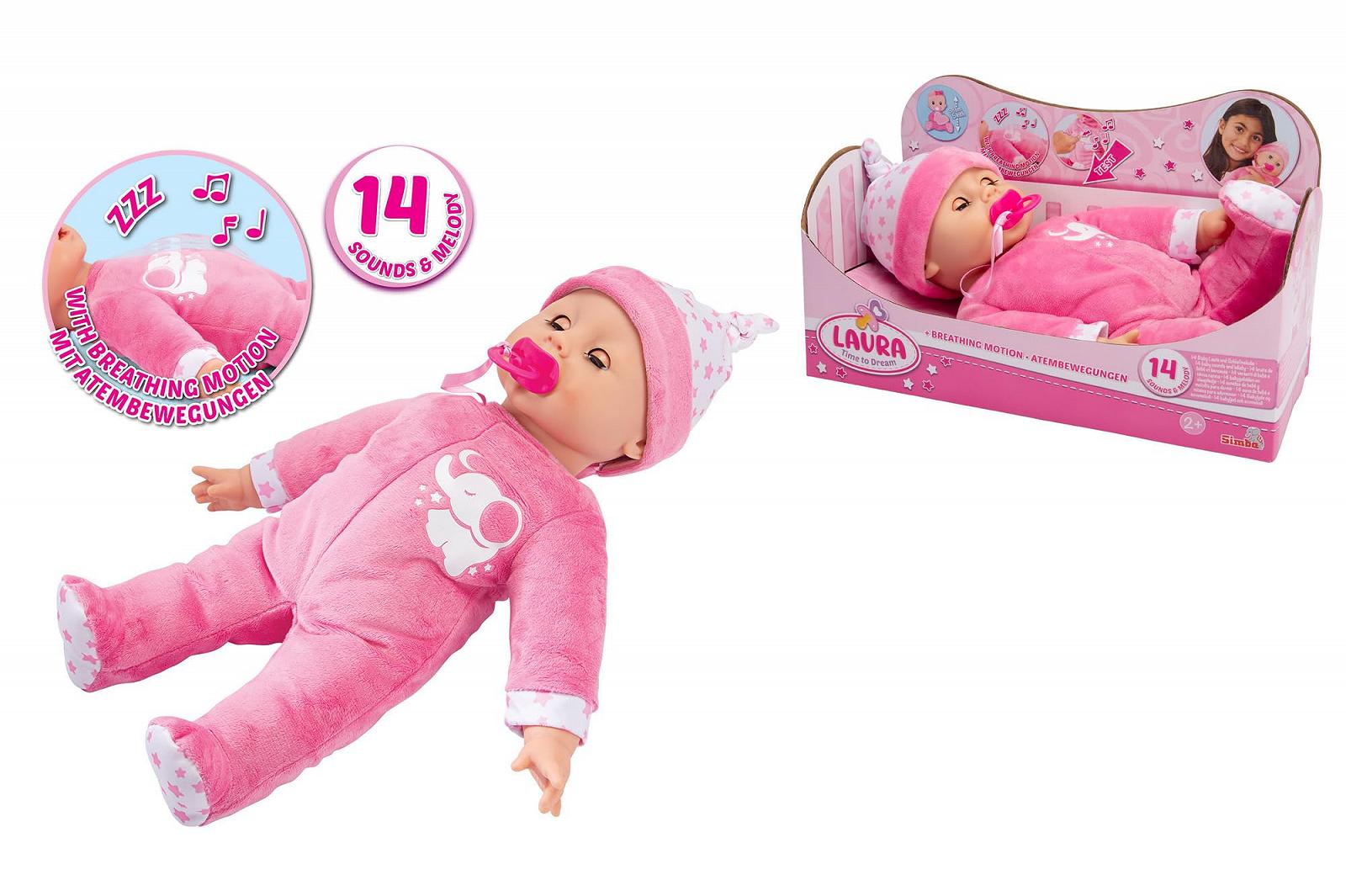 Кукла Simba Laura Snooze Time (38 см) Мягкотелая детская со звуками, дыхательными движениями и закрывающимися глазами, фото №10