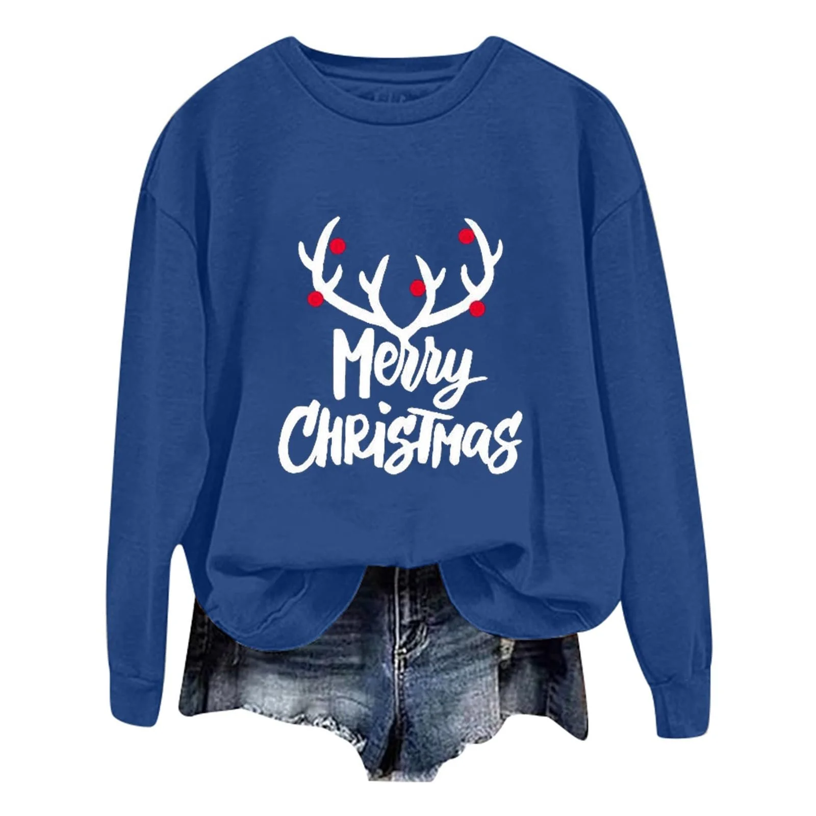 Рождественский джемпер Женский забавный свитшот с круглым вырезом и длинными рукавами Рождественский джемпер Повседневные рождественские топы Веселый рождественский свитшот Рождественский джемпер для девочек-подростков Топы-джемперы, фото №3
