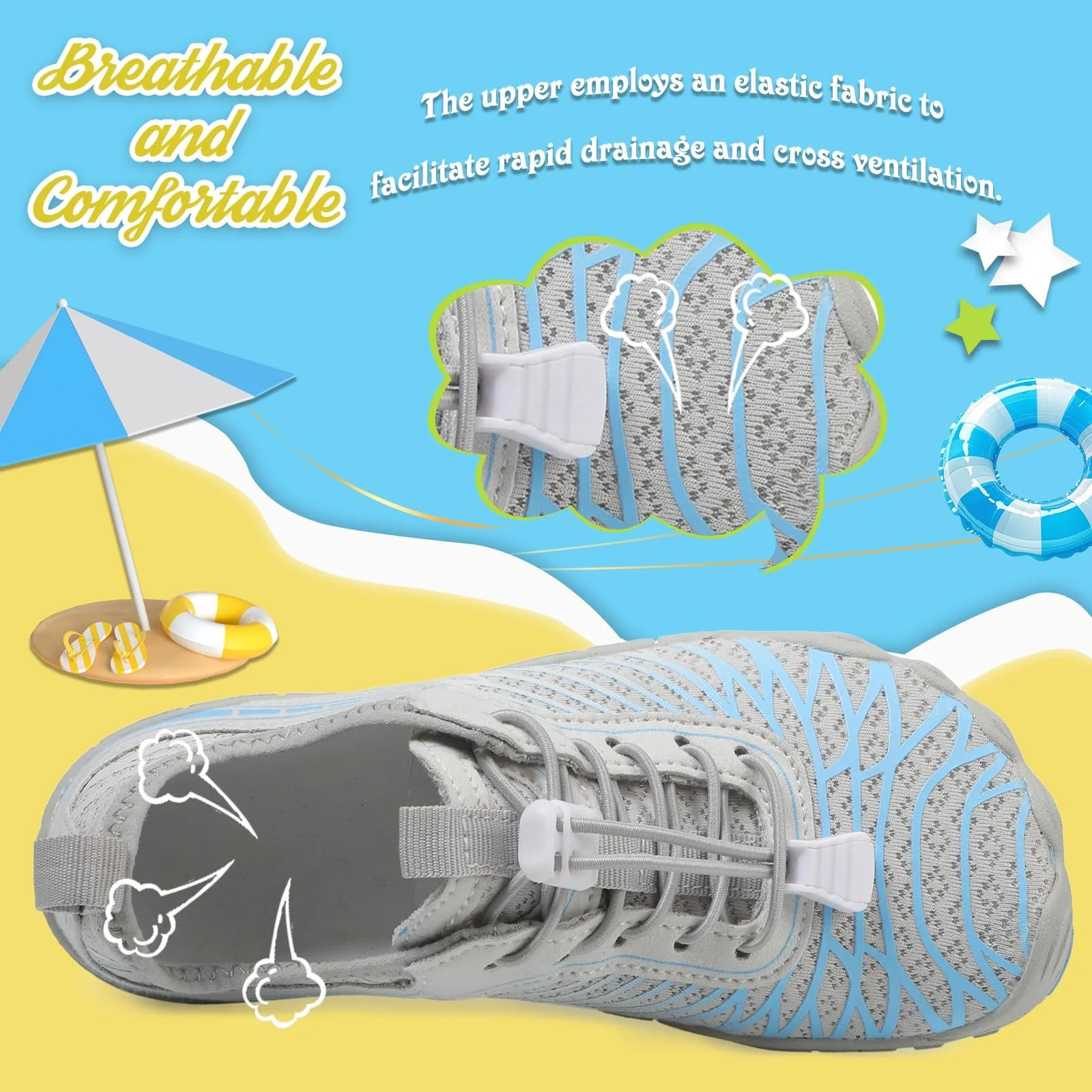 Босоножки Детские босоножки для мальчиков и девочек, быстросохнущие водные туфли, легкие мягкие пляжные туфли, дышащие туфли для купания, нескользящие туристические туфли, размер 25-35 EU, фото №3