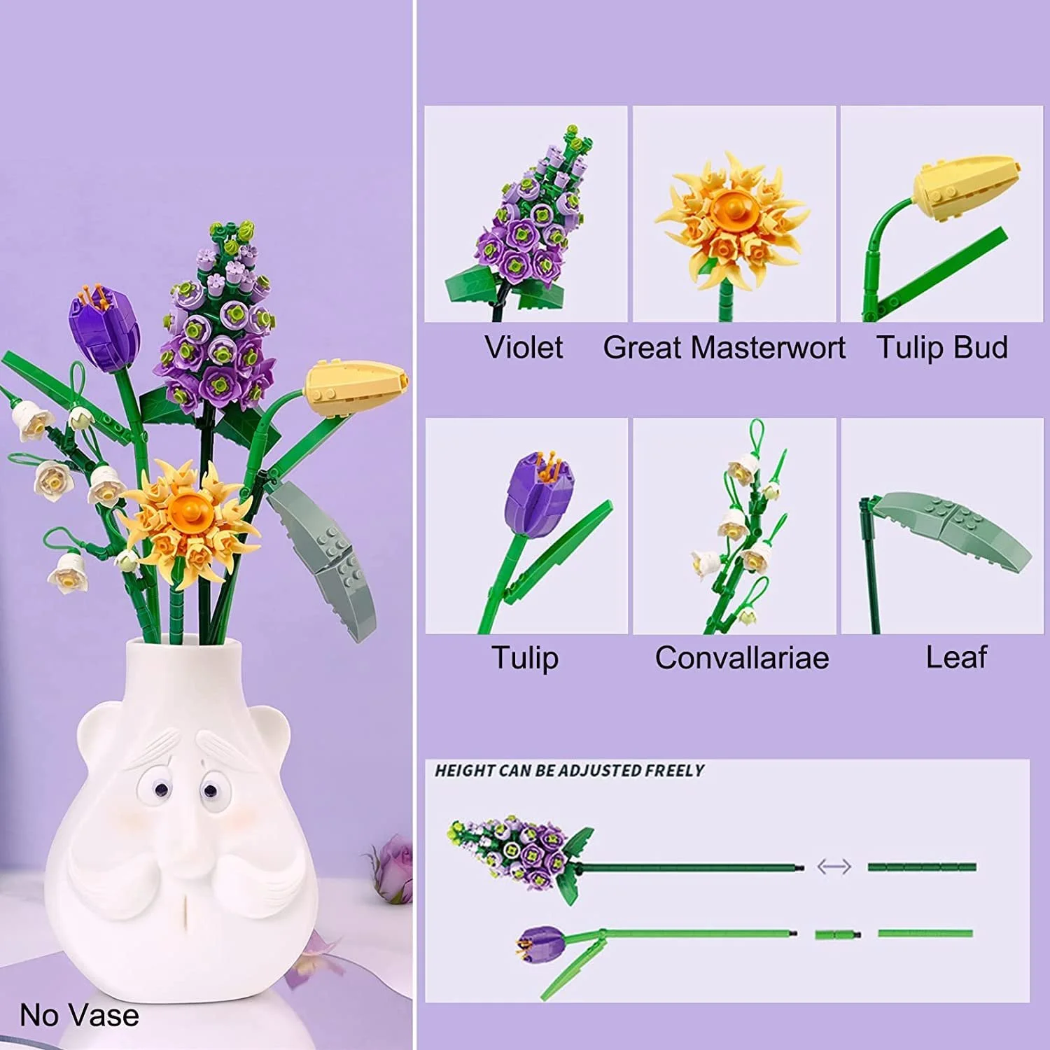 Конструктор Квітка YILETKC Букет 534 деталі, штучний, DIY, ботанічна колекція, фото №2