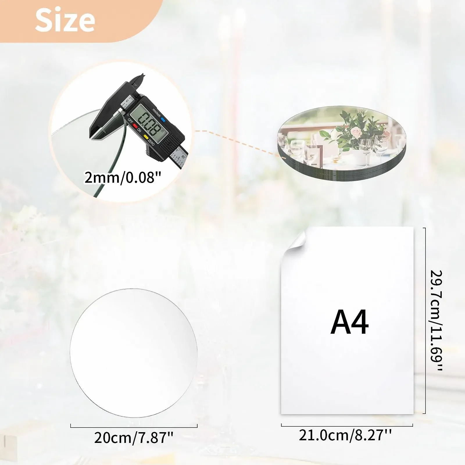 Зеркальная Подставка NUPTIO Круглое Стекло, 20 cm, 6 штук, фото №4 Зеркальная Подставка NUPTIO Круглое Стекло, 20 cm, 6 штук, фото №4