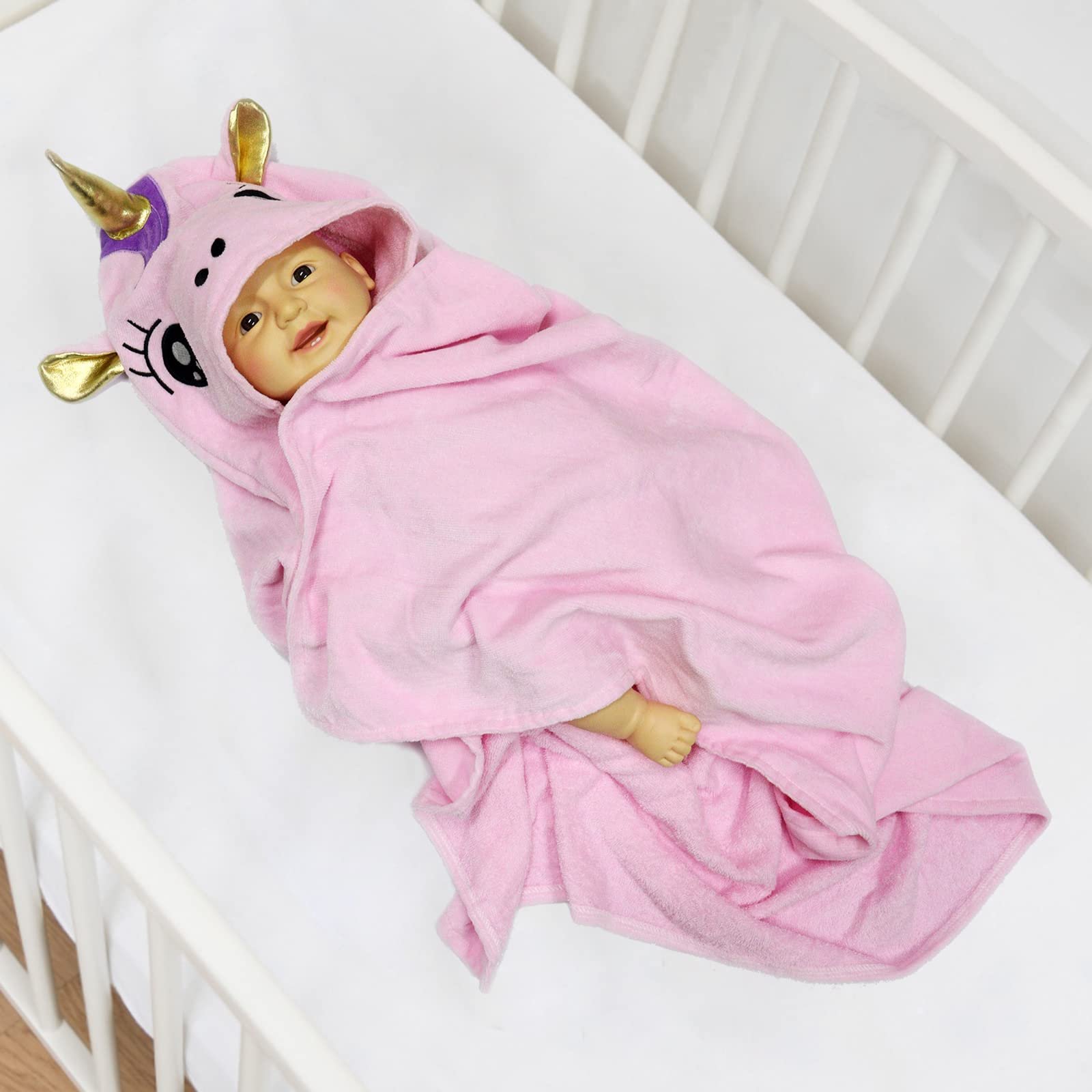Рушник дитячий Hivia Baby Єдиноріг 90 x 90 cm, рожевий, фото №6