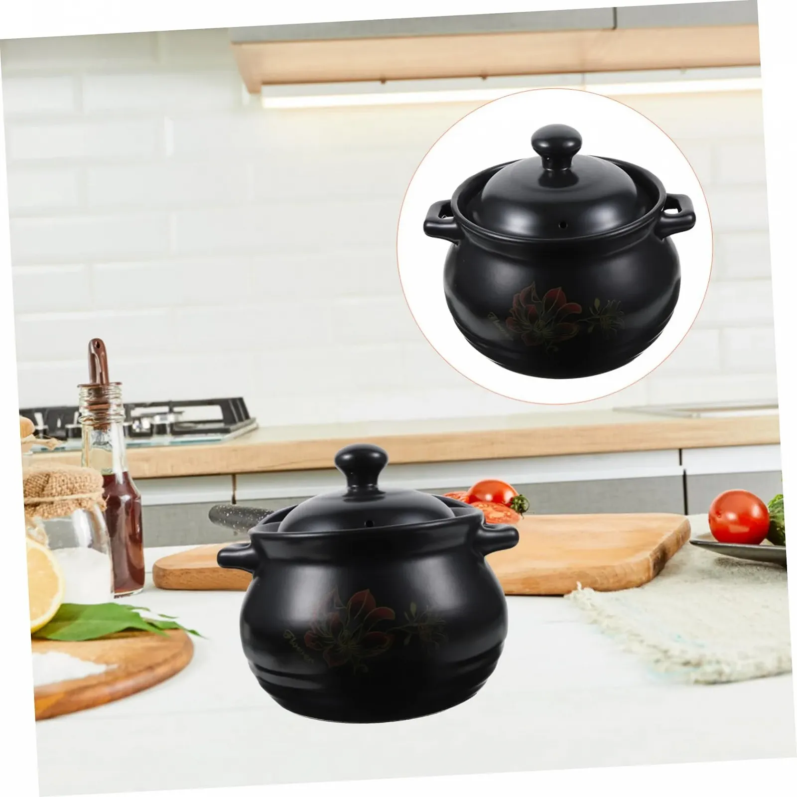 Керамическая кастрюля Керамика 2 л С крышкой Энергосберегающая с гладкой поверхностью, фото №9