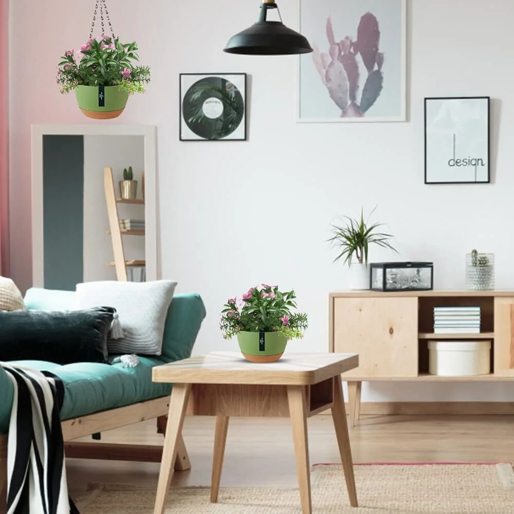 Підвісні горщики 2 шт. 21 см з дренажем та піддоном, фото №4