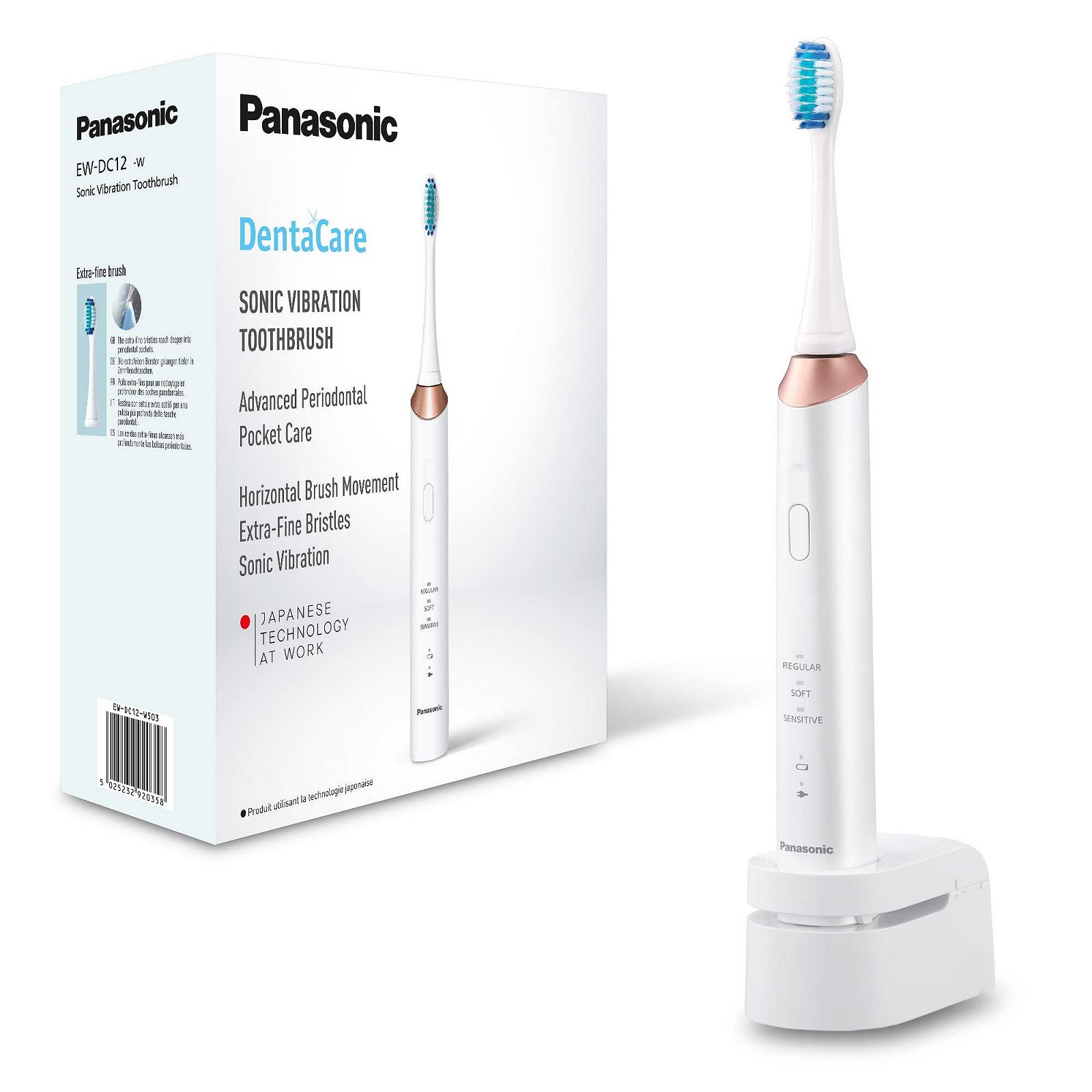 Зубна щітка електрична Panasonic EW-DC12 зі звуковими вібраціями, 3 режими використання, горизонтальна, біло-рожева, фото №1