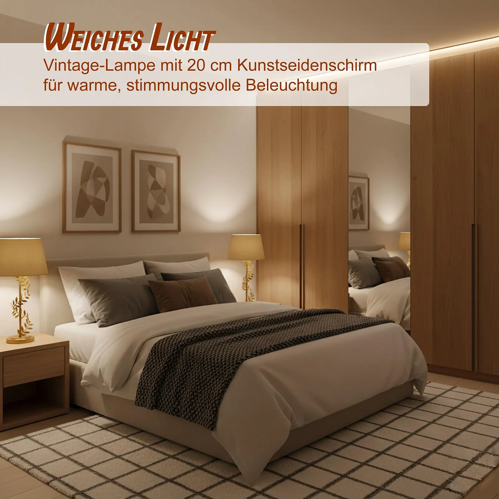 Настільна лампа Relaxdays з металевою основою та тканинним абажуром E27 55 x 27 см Лаврова лоза Золотистий, фото №3