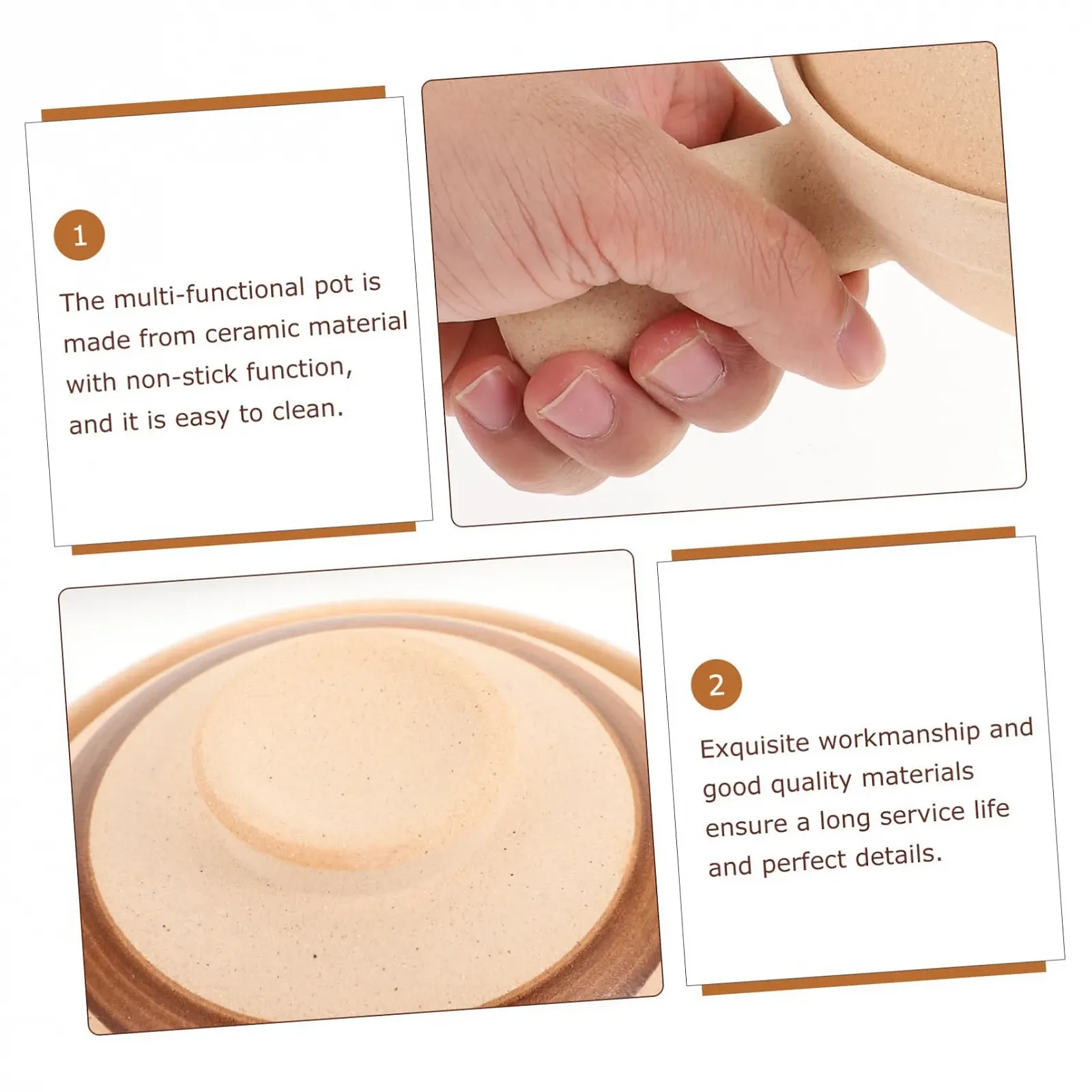 Кастрюля VALICLUD из керамики с одной ручкой термостойкая для тушения, фото №6