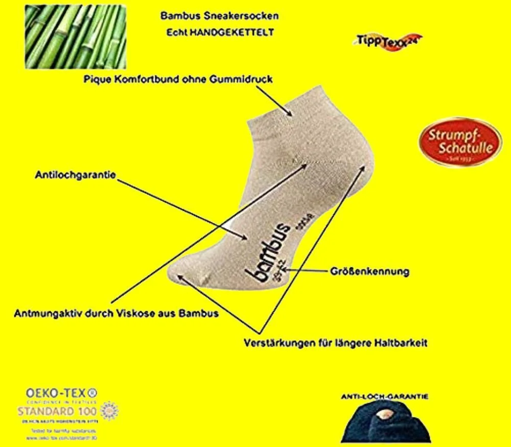 Шкарпетки TippTexx Bamboo Trainer Unisex, 6 пар, Oeko-Tex, фото №2 Шкарпетки TippTexx Bamboo Trainer Unisex, 6 пар, Oeko-Tex, фото №2