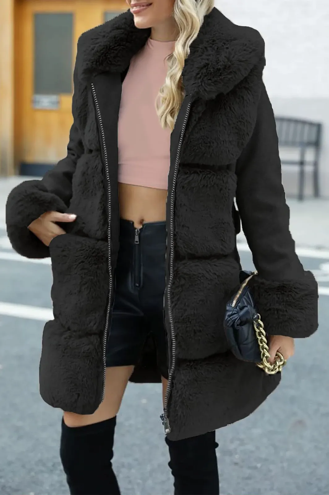 Тренч Giolshon Жіночий Довгий З поясом, Утеплена Флісова, фото №4