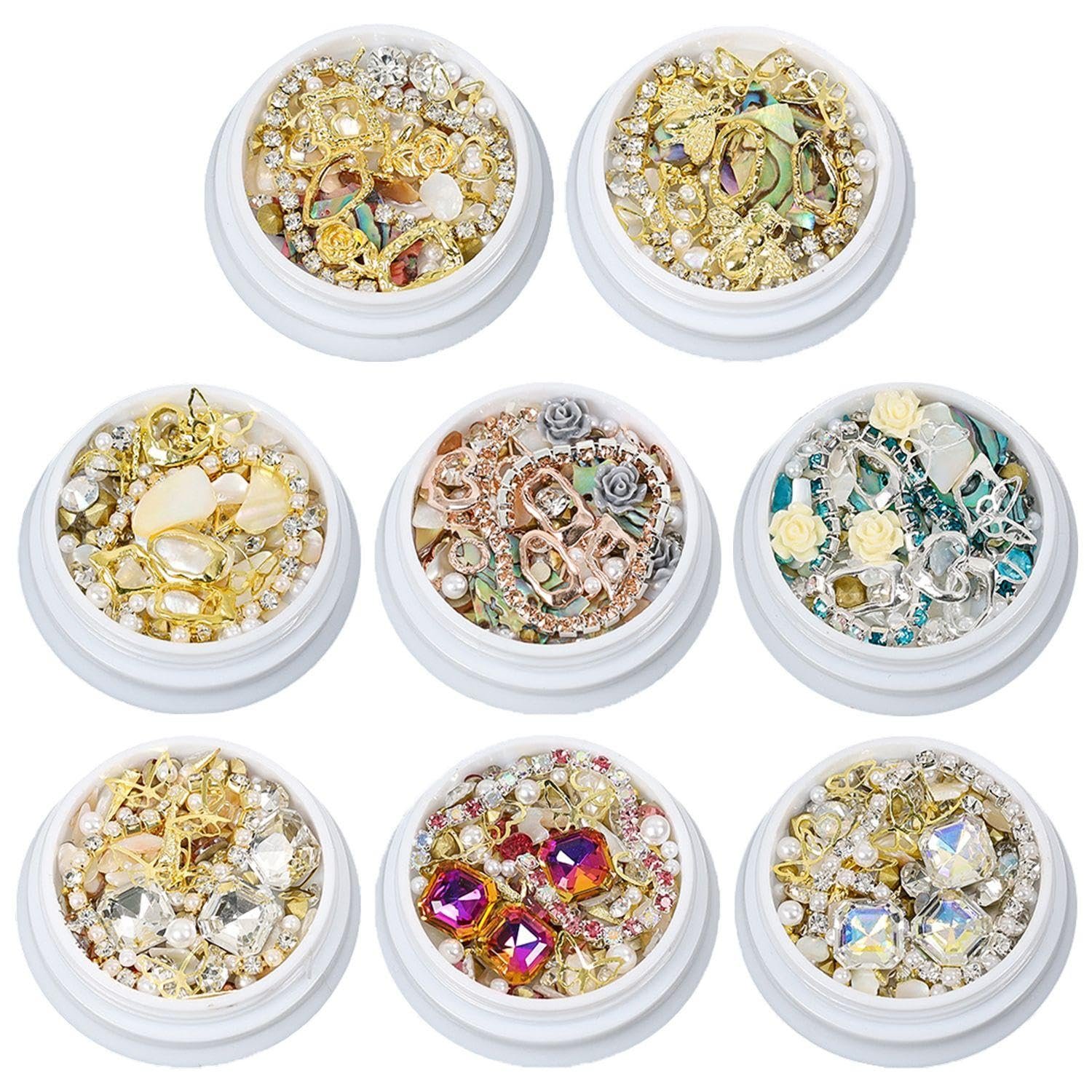 Діаманти для манікюру з піддоном (8 коробок) 3D Стрази, фото №1