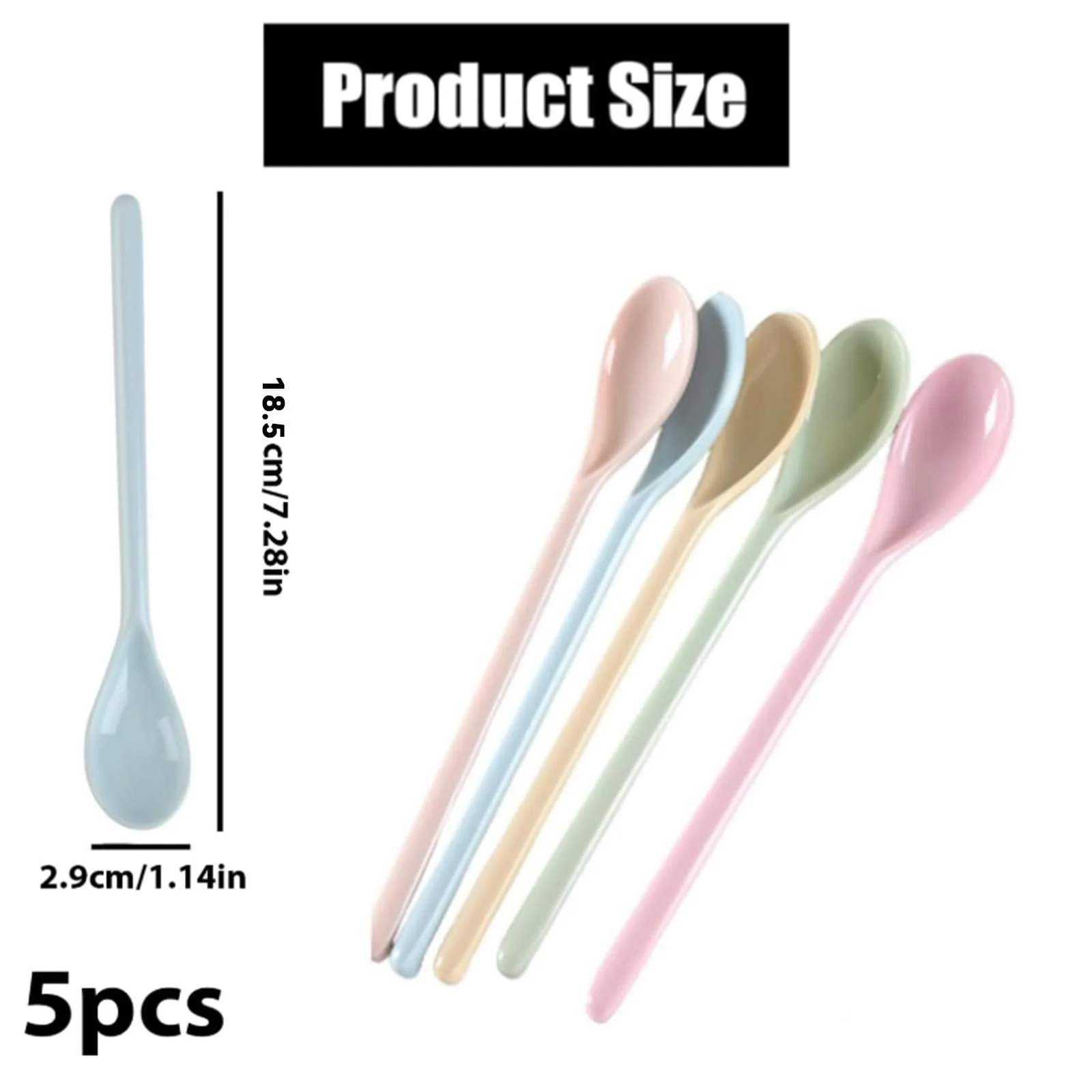 Ложки Пластикові Довгі Кольорові, пакування 5 шт, фото №2