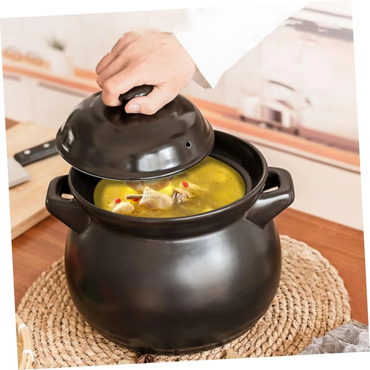 Кастрюля керамическая Gatuida жаростойкая Черная, фото №9