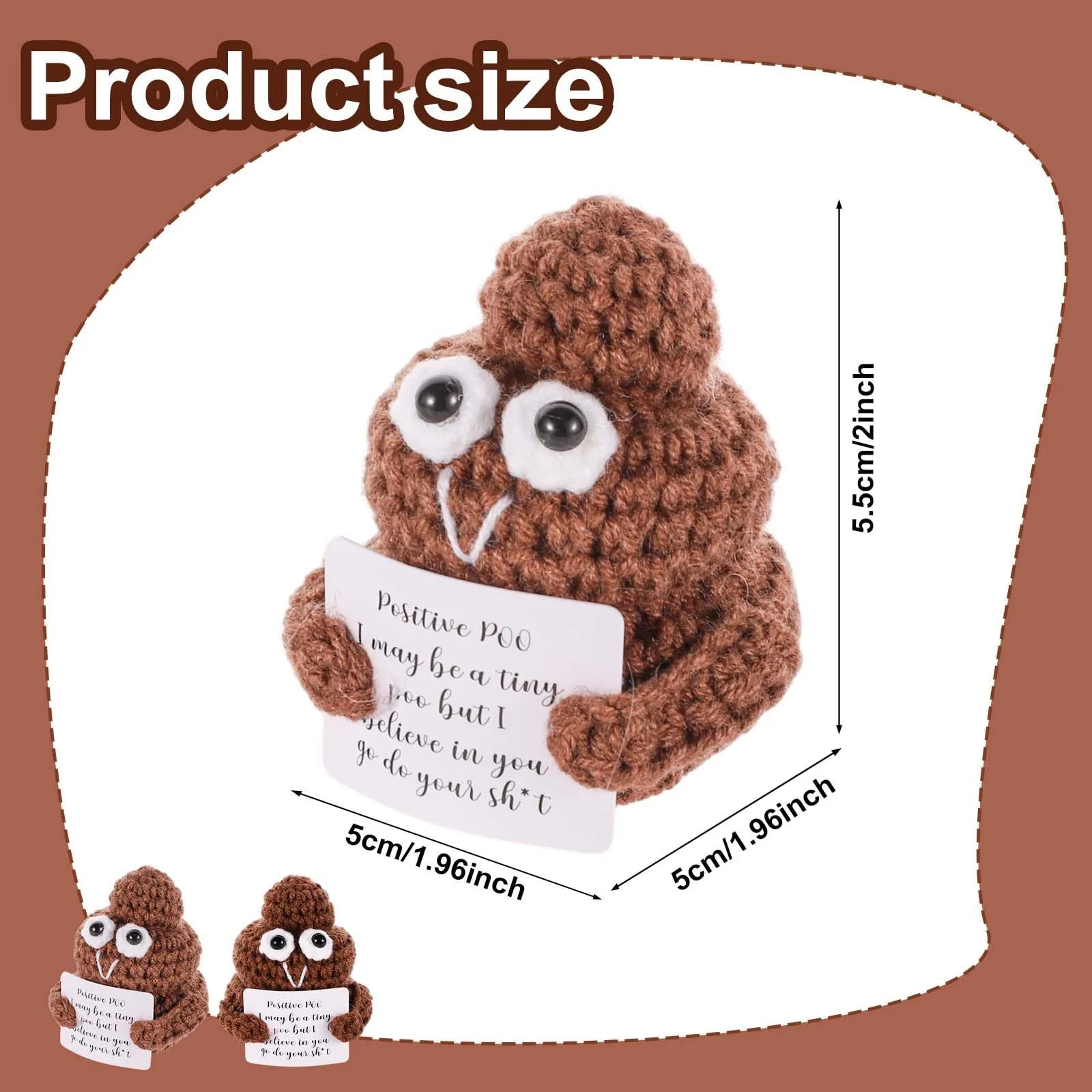 Вязаная Крючком Позитивная Какашка 8 см, фото №2 Вязаная Крючком Позитивная Какашка 8 см, фото №2