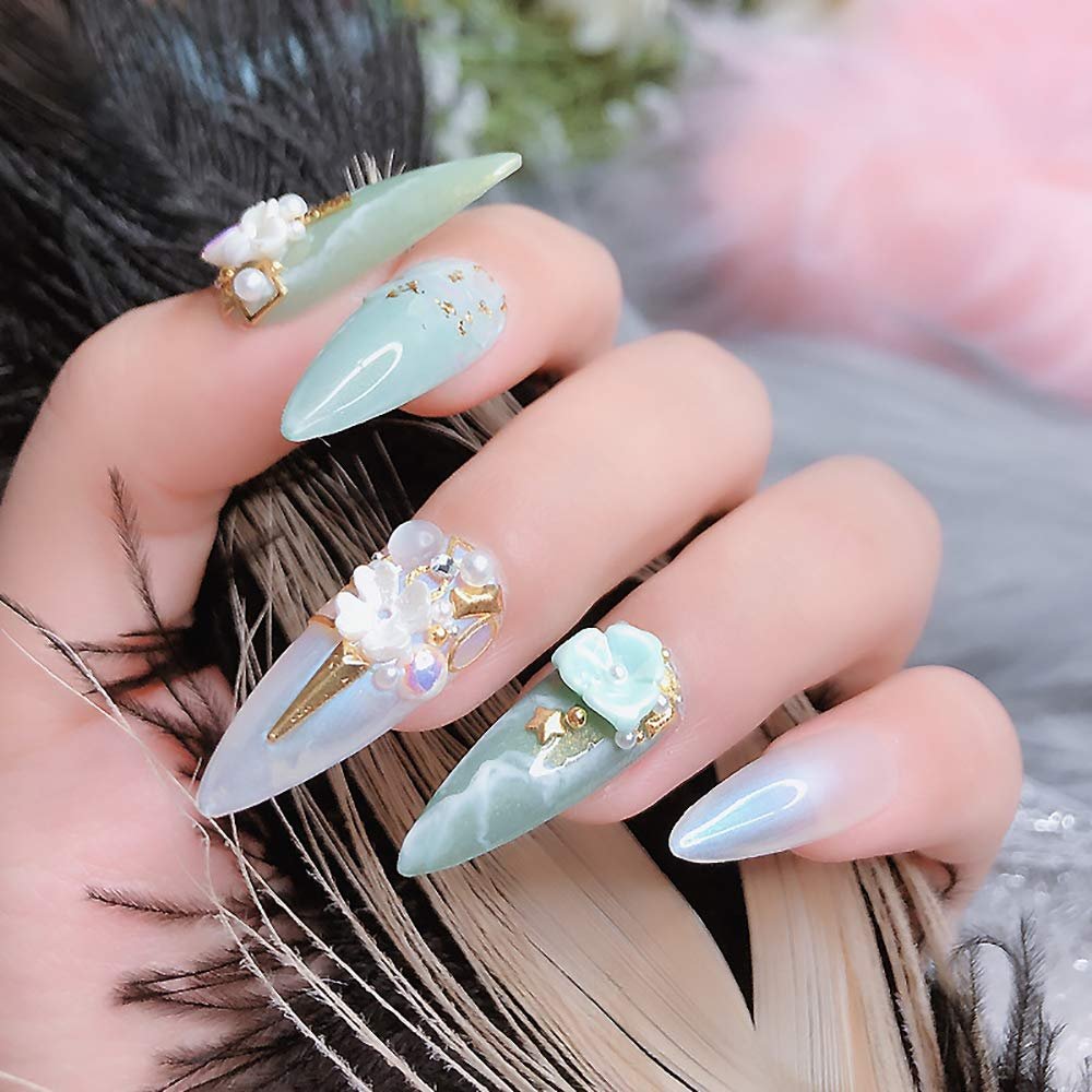 Котяче око Плоске дно Круглий зріз Стрази Металеві заклепки 3D прикраси Білий Рожевий (2 шт.), фото №3