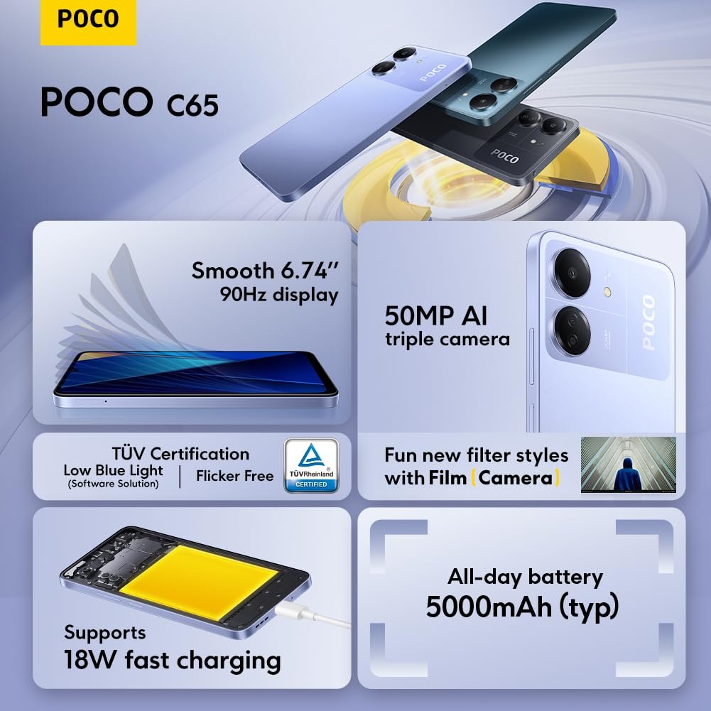 Смартфон POCO C65 8/256GB MediaTek Helio G85 17.5 см (6.744 дюйма) 90 Гц 18 Вт Blue, фото №8