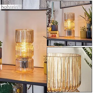 Настільна лампа Penteado Метал / Скло Скляний плафон 10.5 см 1 x E27 Чорний / Янтарний synthetic.ua - Фото 1