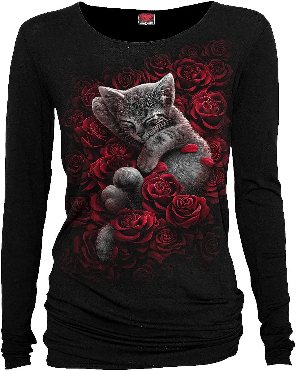 Рубашка с длинными рукавами Spiral Bed of Rose Женская Черный Gothic Cats Rockwear, фото №1