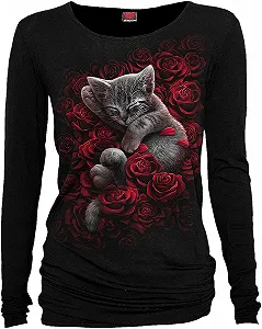 Рубашка с длинными рукавами Spiral Bed of Rose Женская Черный Gothic Cats Rockwear - Фото 1