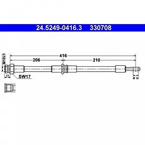 Тормозной шланг ATE 24.5249-0416.3 для MITSUBISHI VOLVO, задний мост - Фото 1
