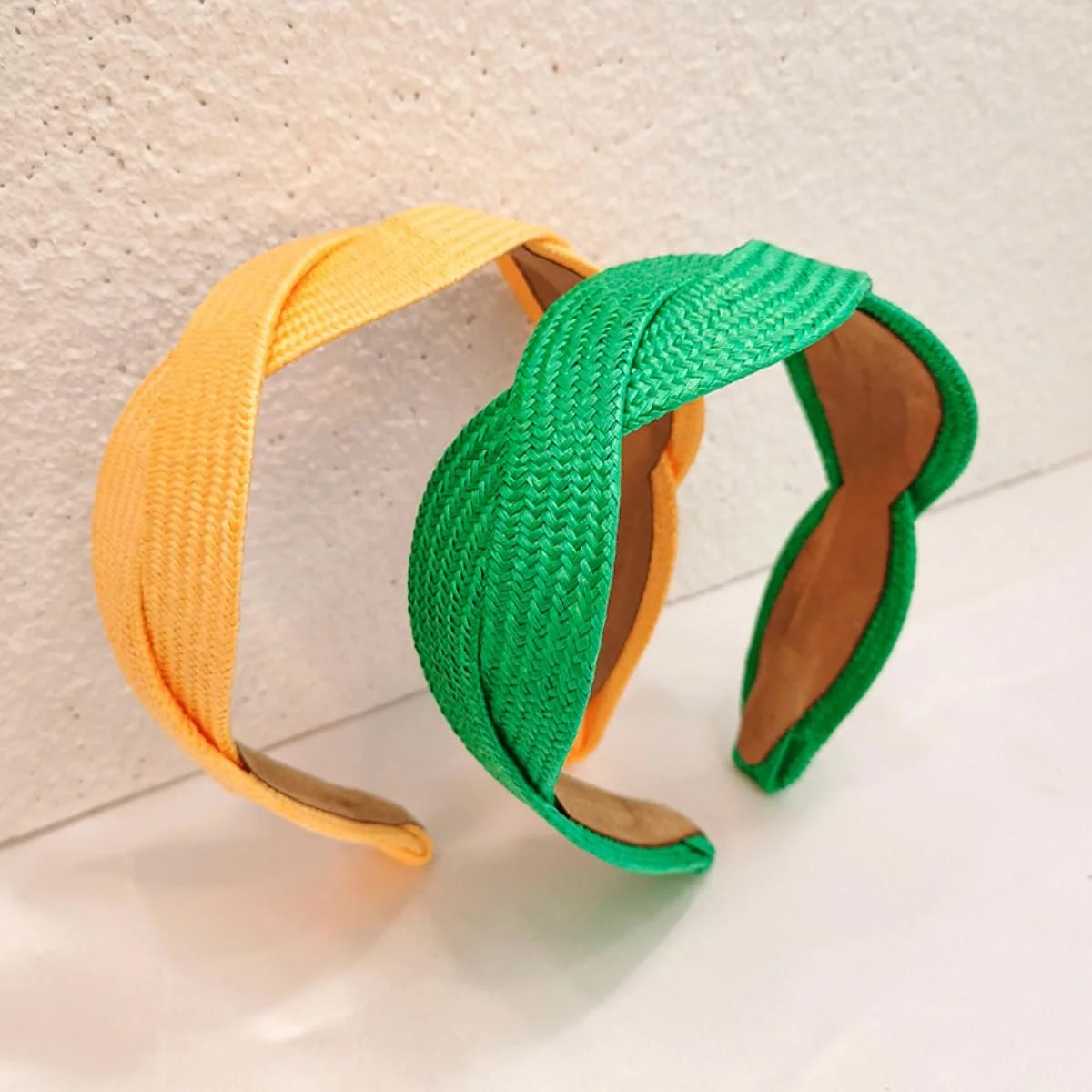 Обруч на голову Широка Модна Солом'яна Бежева, фото №4