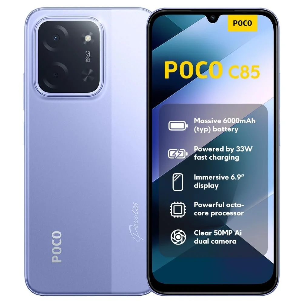 Смартфон XIAOMI Poco C85 6/128 ГБ 6.9 дюйма 120 Гц MediaTek Helio G81-Ultra 50 Мп 6000 мАг Purple (Без зарядного пристрою), фото №1