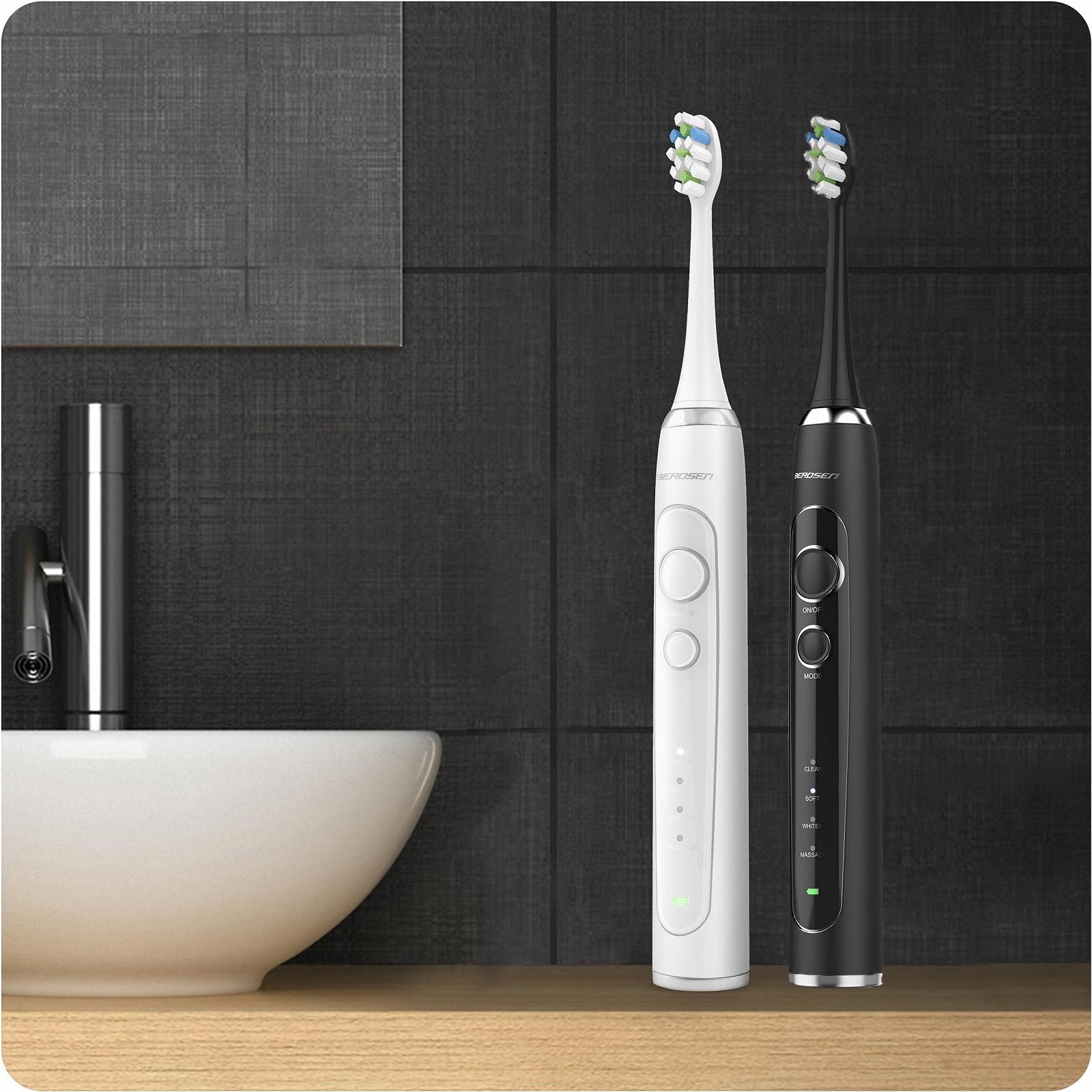 Звукова зубна щітка Berdsen Sonica Набір з 2 шт. Чорна, фото №3
