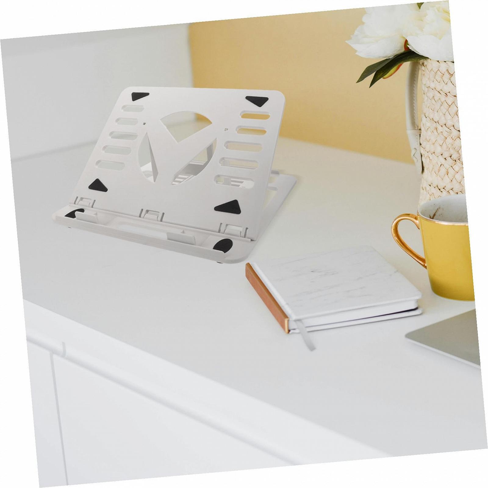 Подставка для ноутбука Toddmomy складная регулируемая по высоте легкая эргономичная для улучшения осанки совместима с MacBook и другими моделями портативная охлаждающая белая, фото №5