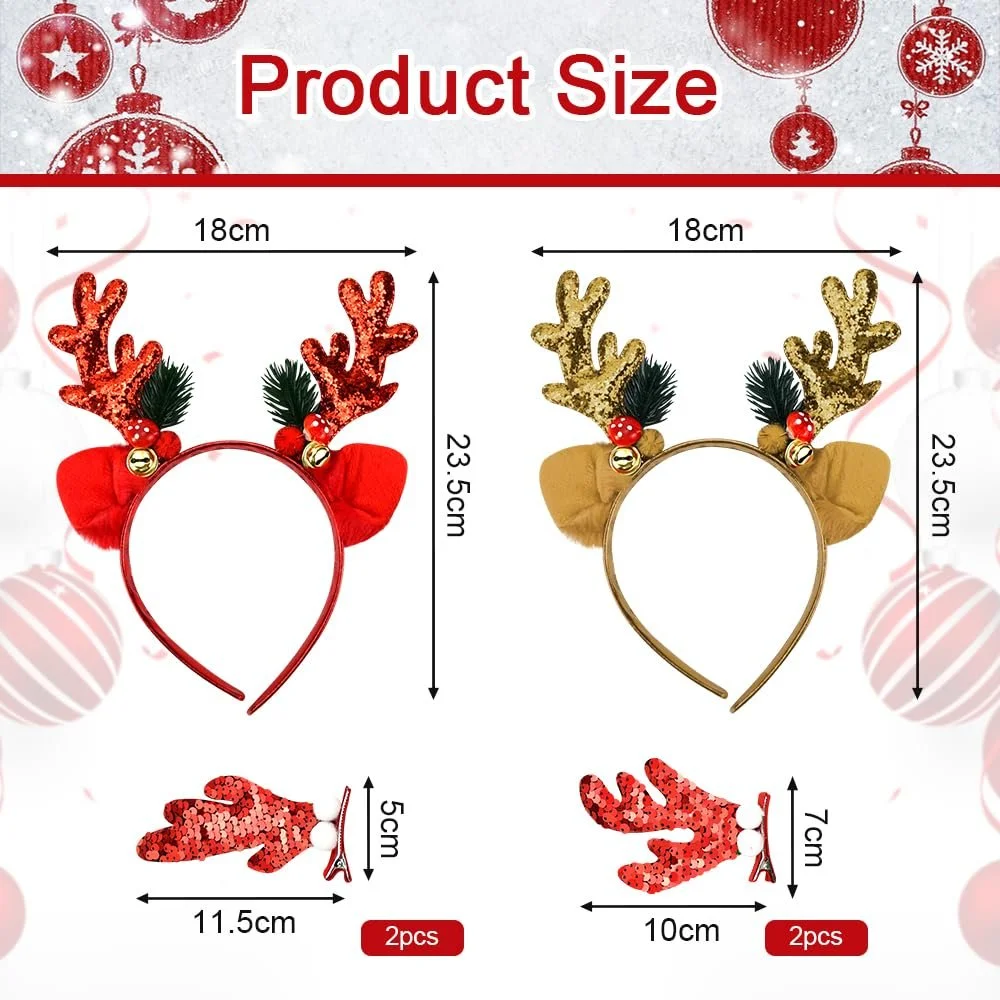 Набір із 2 блискучих різдвяних обручів для волосся, фото №2