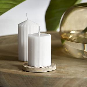 Свеча Rivièra Maison Dull Fine Rib Pillar Paraffin белый (7 x 9 см) synthetic.ua - Фото 1