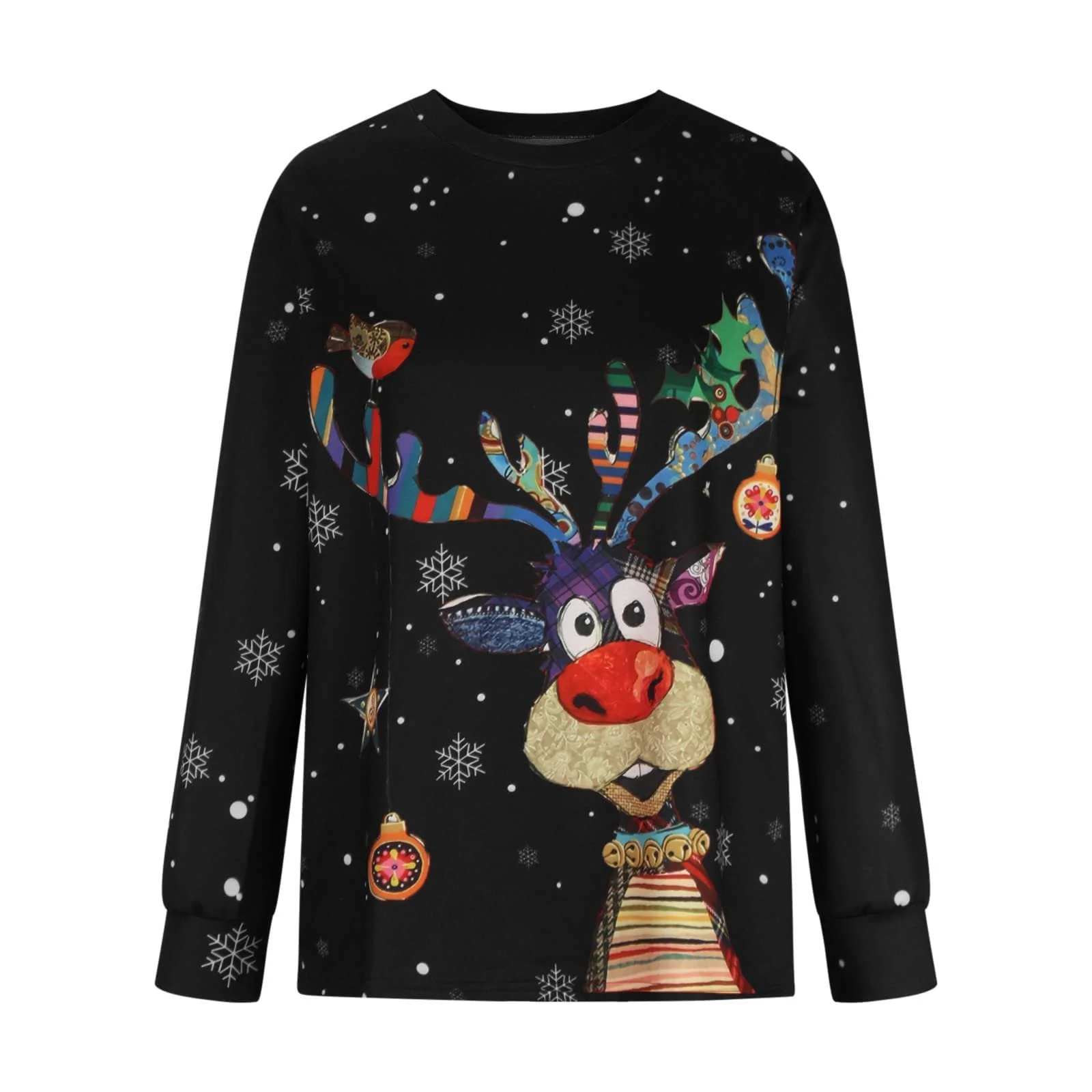 Рождественский свитшот Женский Рождественский свитер Рождественская кофта с длинными рукавами Рождественская рубашка Rudolph Reindeer Top Xmas Свитер Рождественская Блузка с круглым вырезом Рождественский Свитер для девушек, фото №4