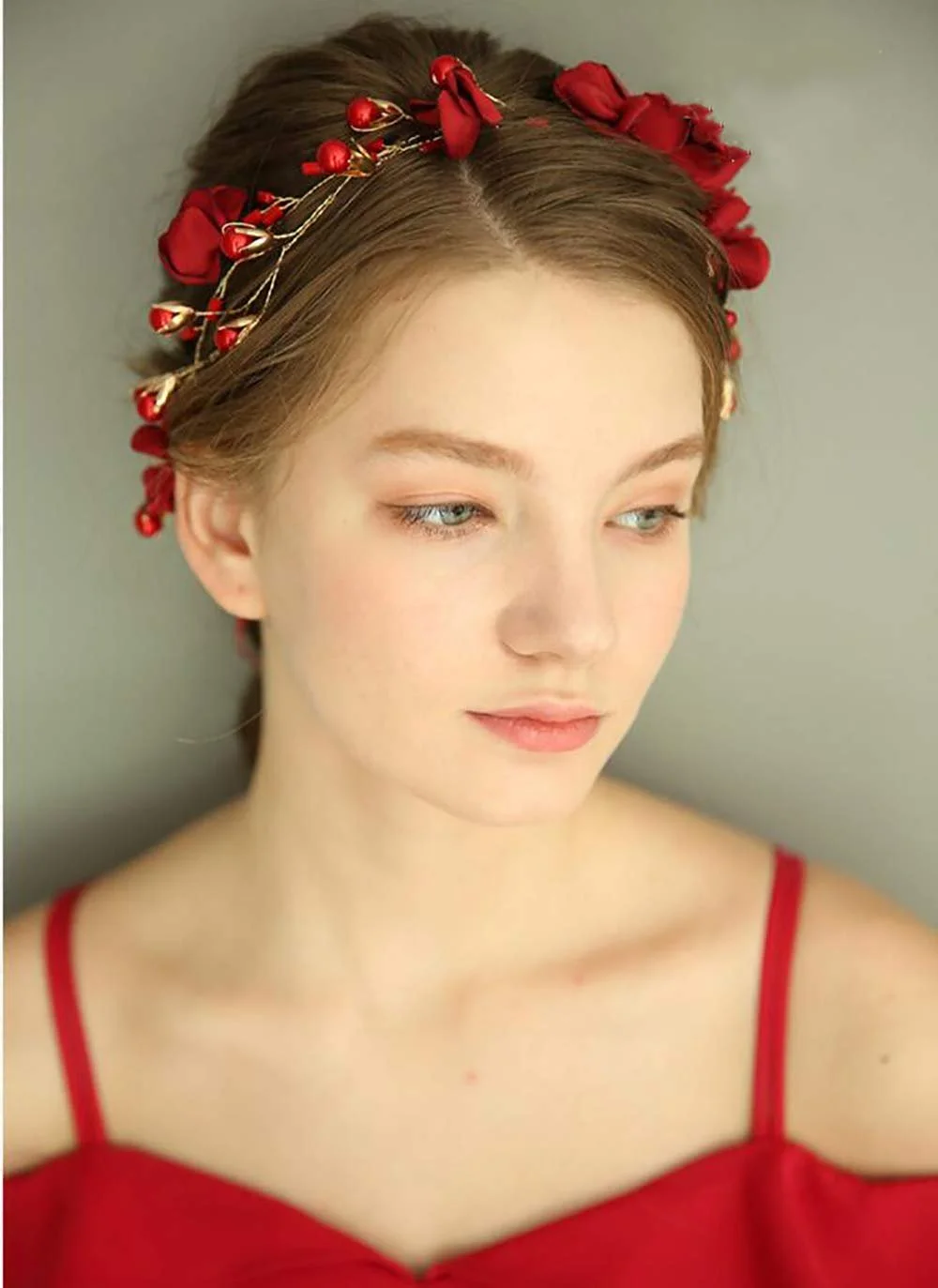 Вінок для волосся Червона Квітка Chargances, фото №2