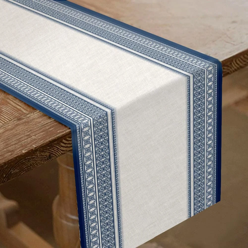Ранер SUPERDANT Vintage Pattern Blue Border 33 x 183 см, фото №1