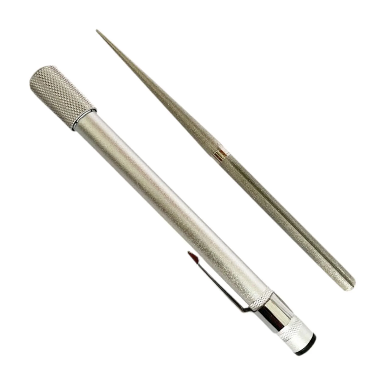 Стрижень для заточування ножів алмазний двосторонній сріблястий портативний 12,5 см, фото №1