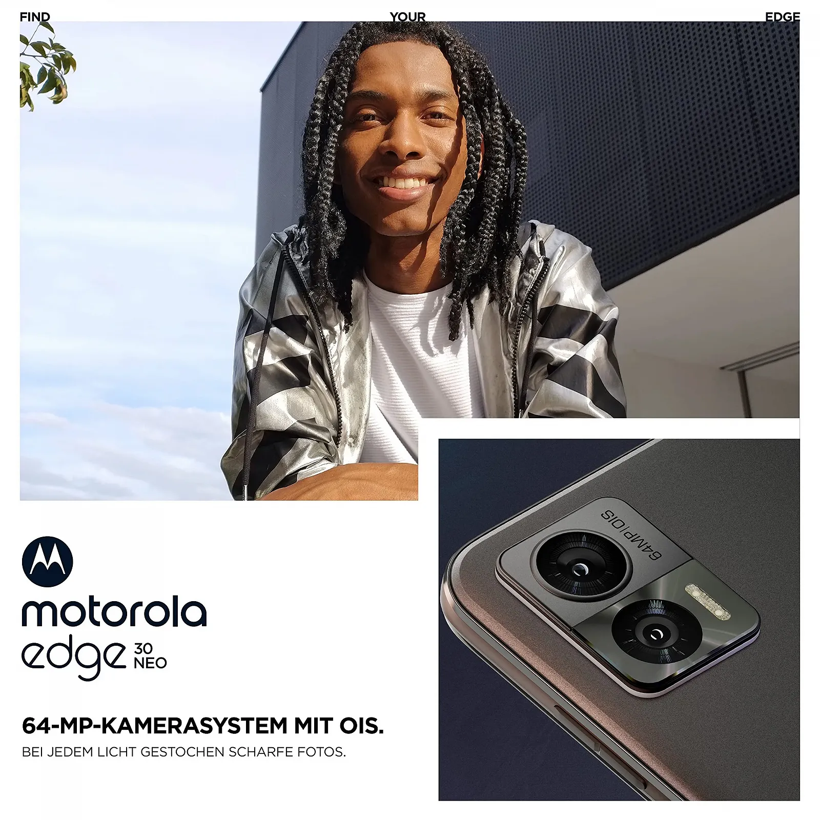Смартфон Motorola edge30 neo 6.3" FHD+ 8/128GB 4020 mAh Black Onyx, фото №4