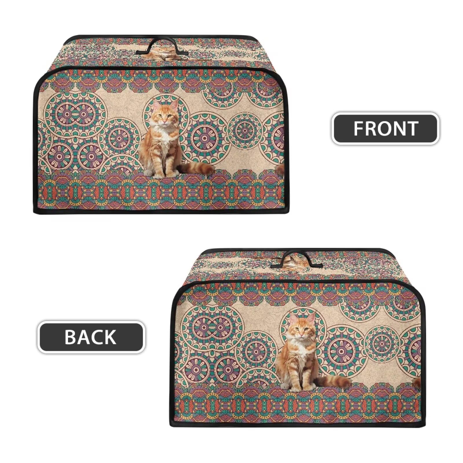 Чехол ZIATUBLES Slow Cooker для Crock Pot Air Fryer Boho Mandala American Cat Чехол-мешок Slow Cooker стойкий к пятнам с верхней ручкой и сетчатым карманом, фото №5
