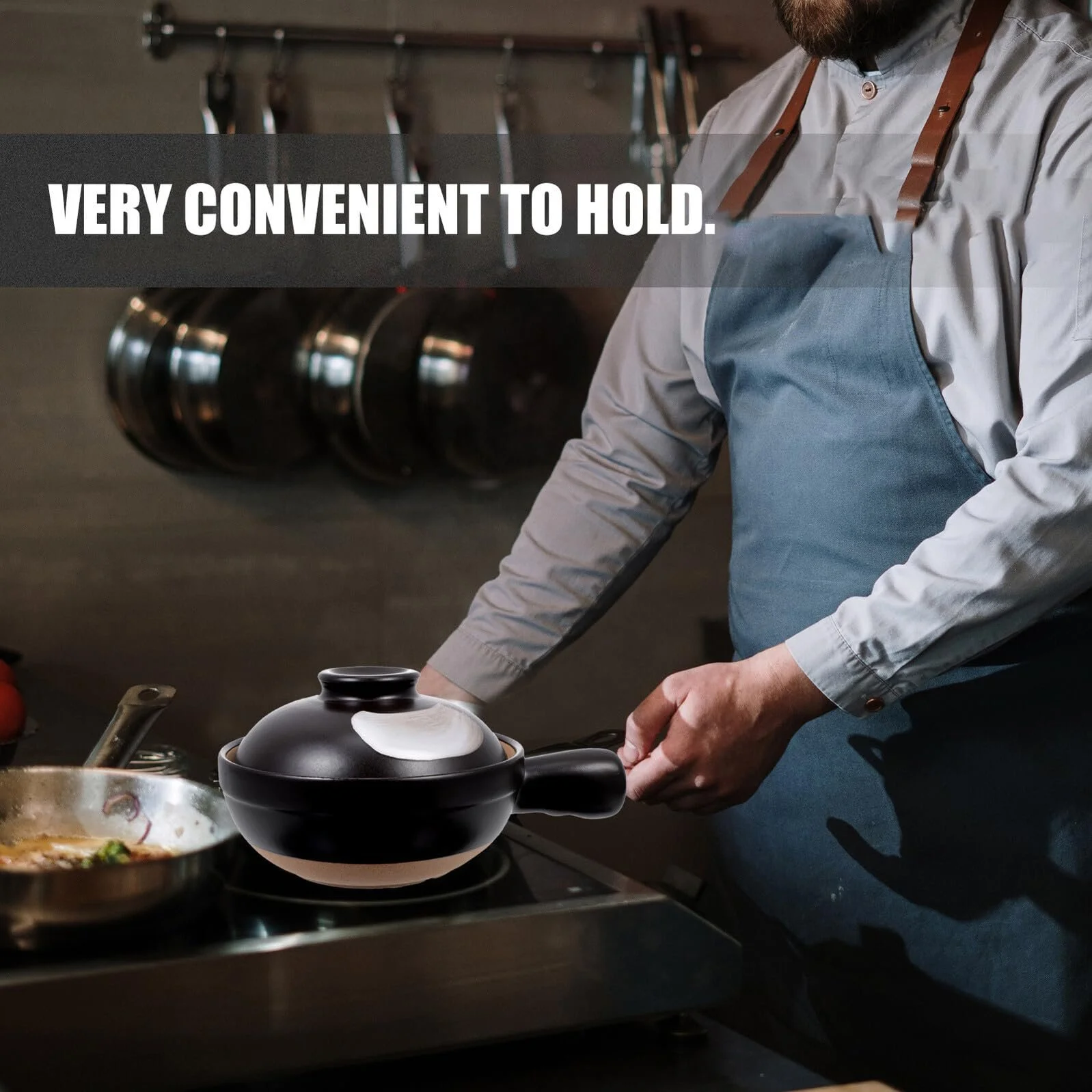 Керамічна каструля BESPORTBLE з кришкою термостійка універсальна для супів та тушкування, фото №2