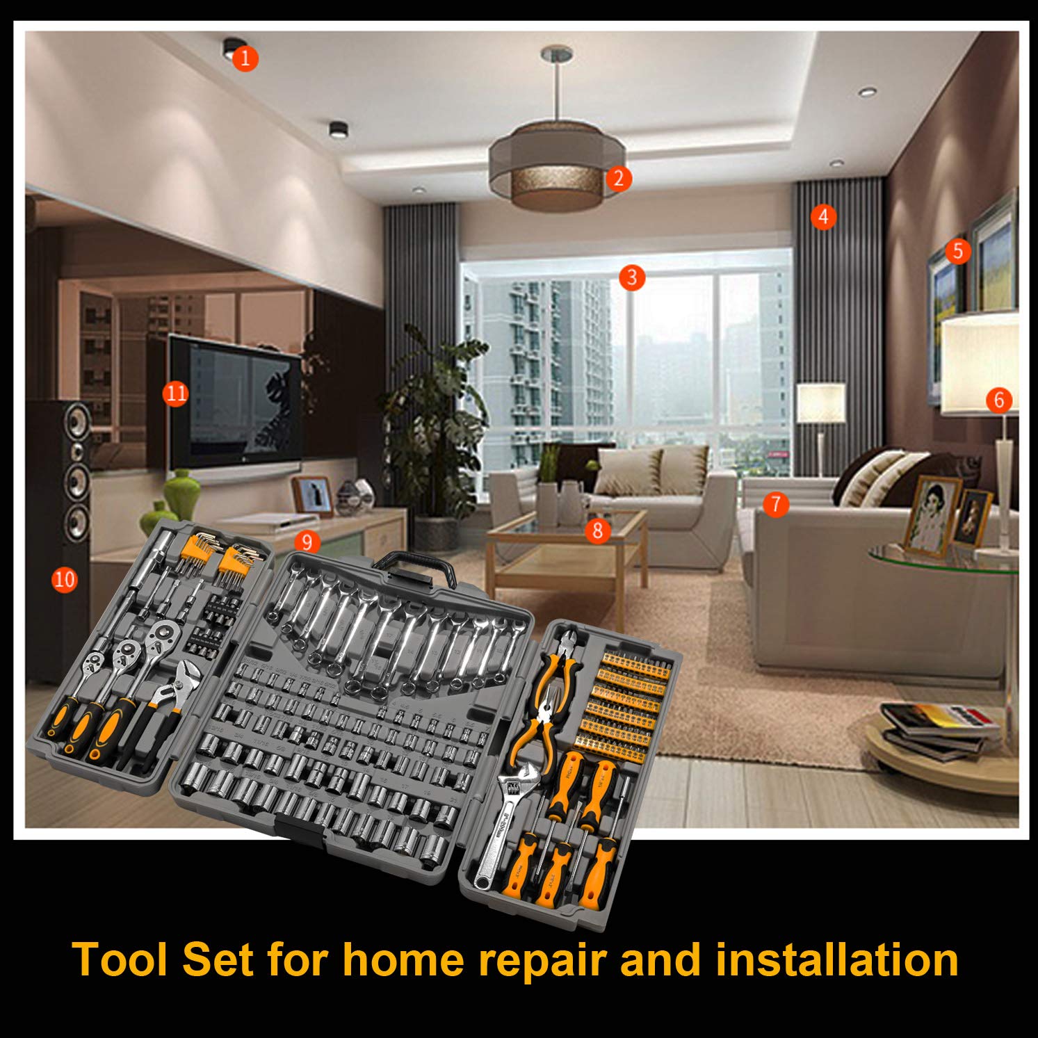 Набор инструментов для механика 205шт Гаечный ключ Комбинированный набор ручного инструмента с ящиком для хранения, фото №5 Набор инструментов для механика 205шт Гаечный ключ Комбинированный набор ручного инструмента с ящиком для хранения, фото №5