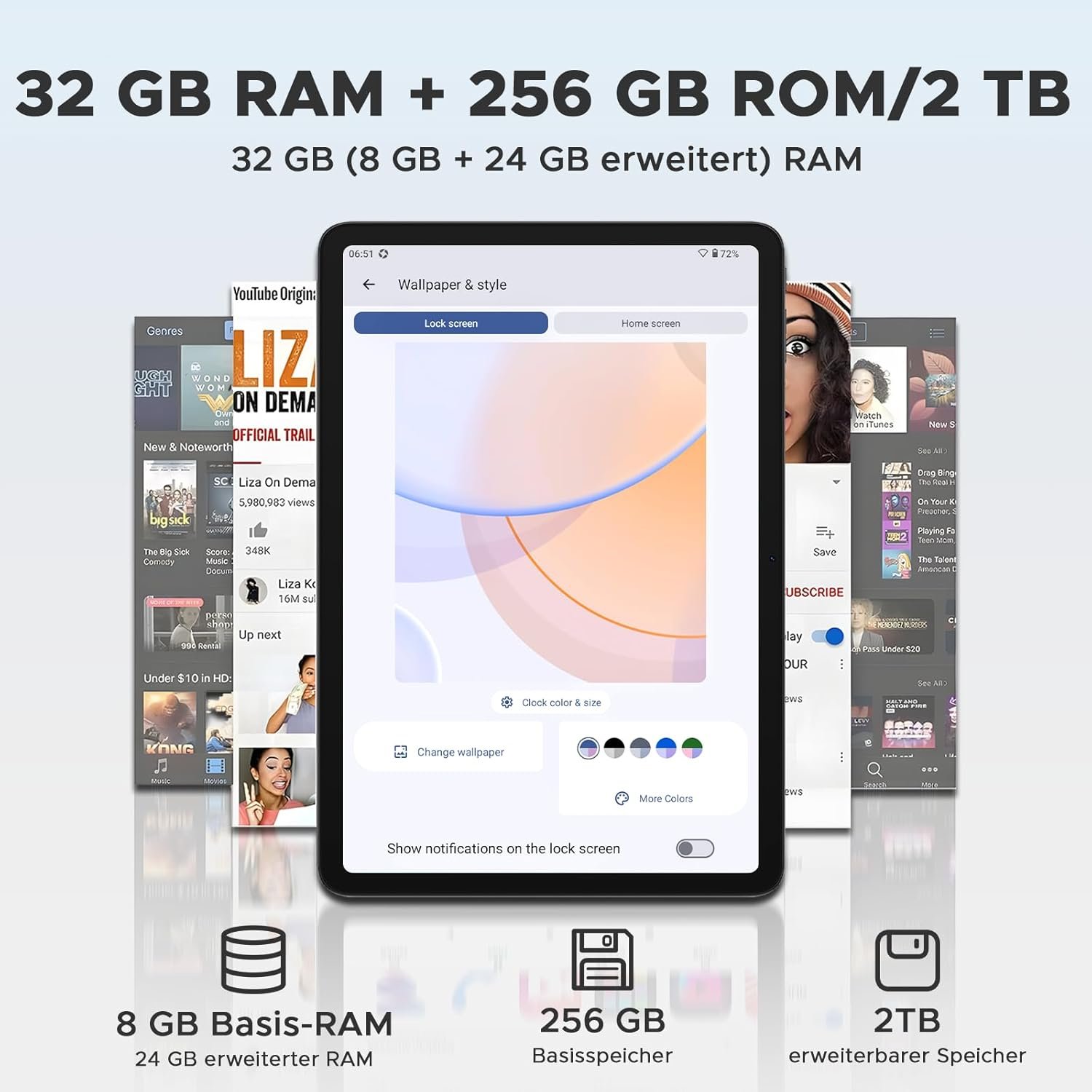 Планшет 12" Full HD DOOGEE T36 8+12/256ГБ 4G 2-SIM 8 ядер Android 15 8800 mAh Черный, фото №5