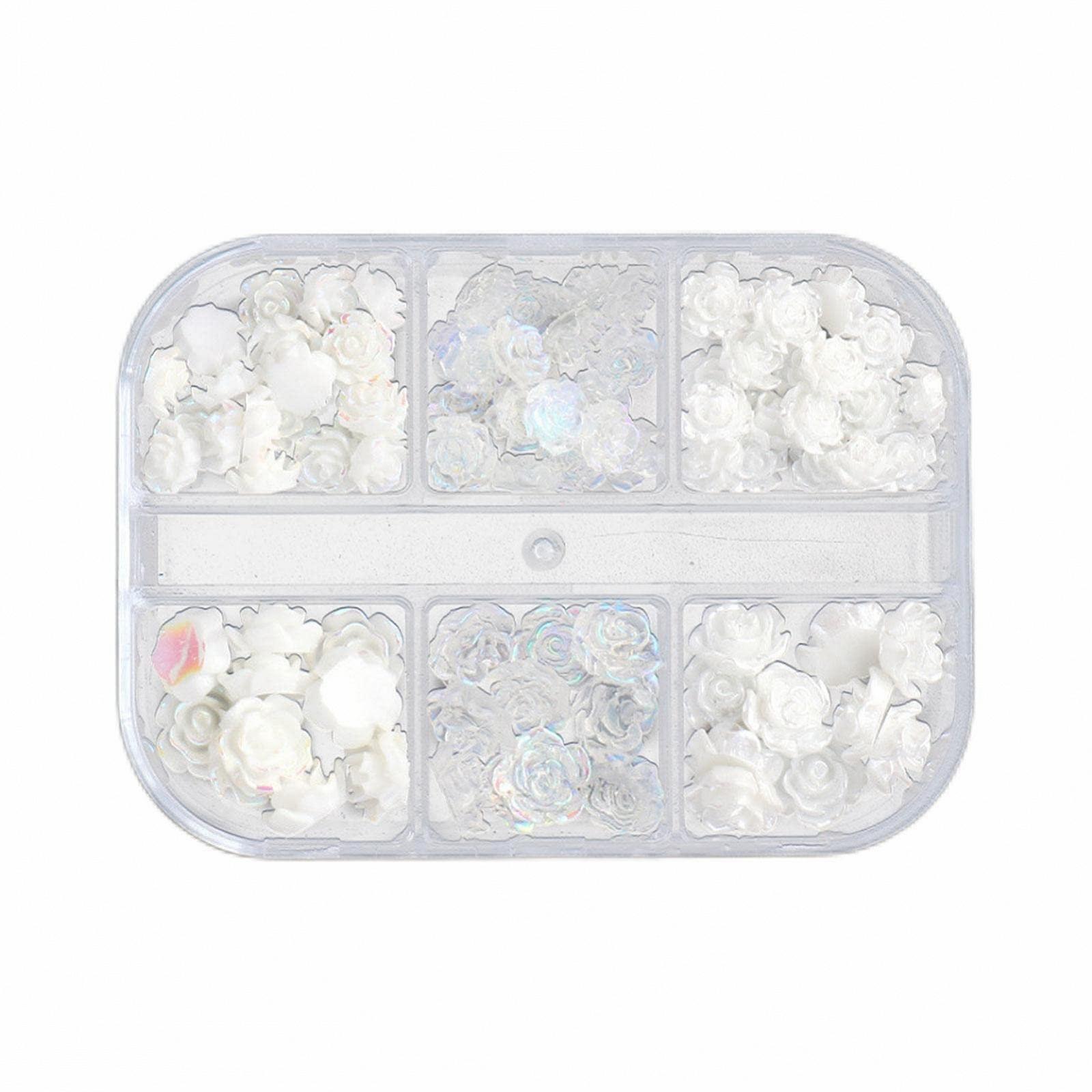 Подвеска для ногтей Цветок Yeeda Роза 5D Цветочные украшения для ногтей, 6 ячеек 3D Акриловые цветы для ногтей Стразы Роза Весенние украшения для ногтей, DIY украшения для маникюра, фото №1