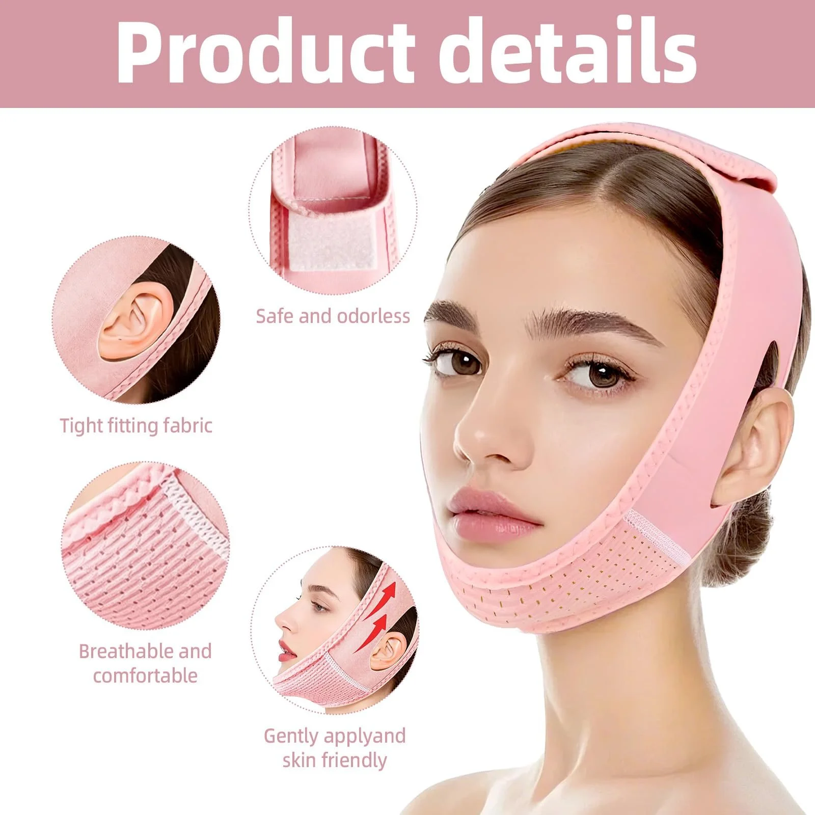 Маска для підтяжки підборіддя для сну, багаторазова маска для щелепи, дихаюча та зручна для жінок та чоловіків, фото №3