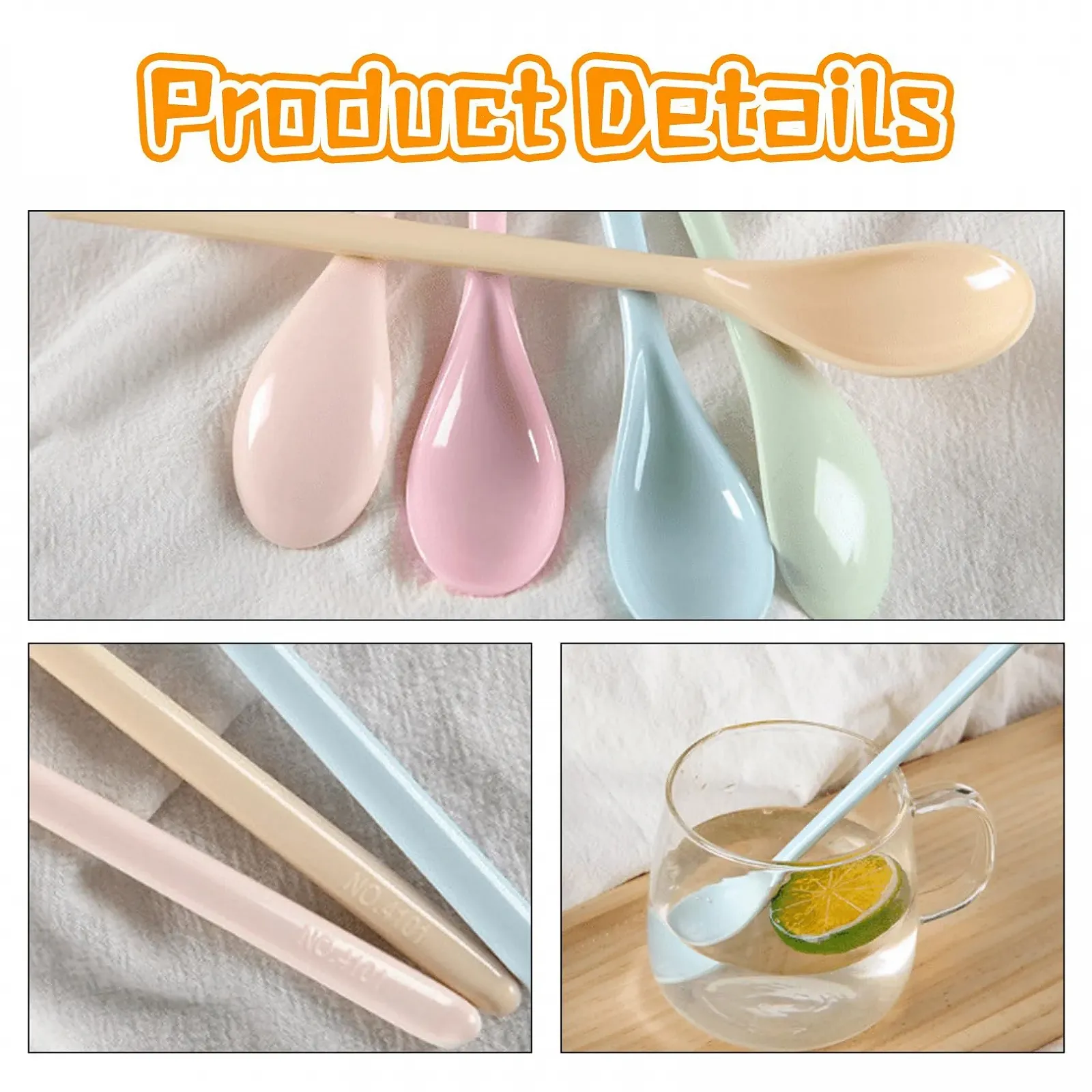 Набір із 5 пластикових ложок для яєць, довгі, фото №3