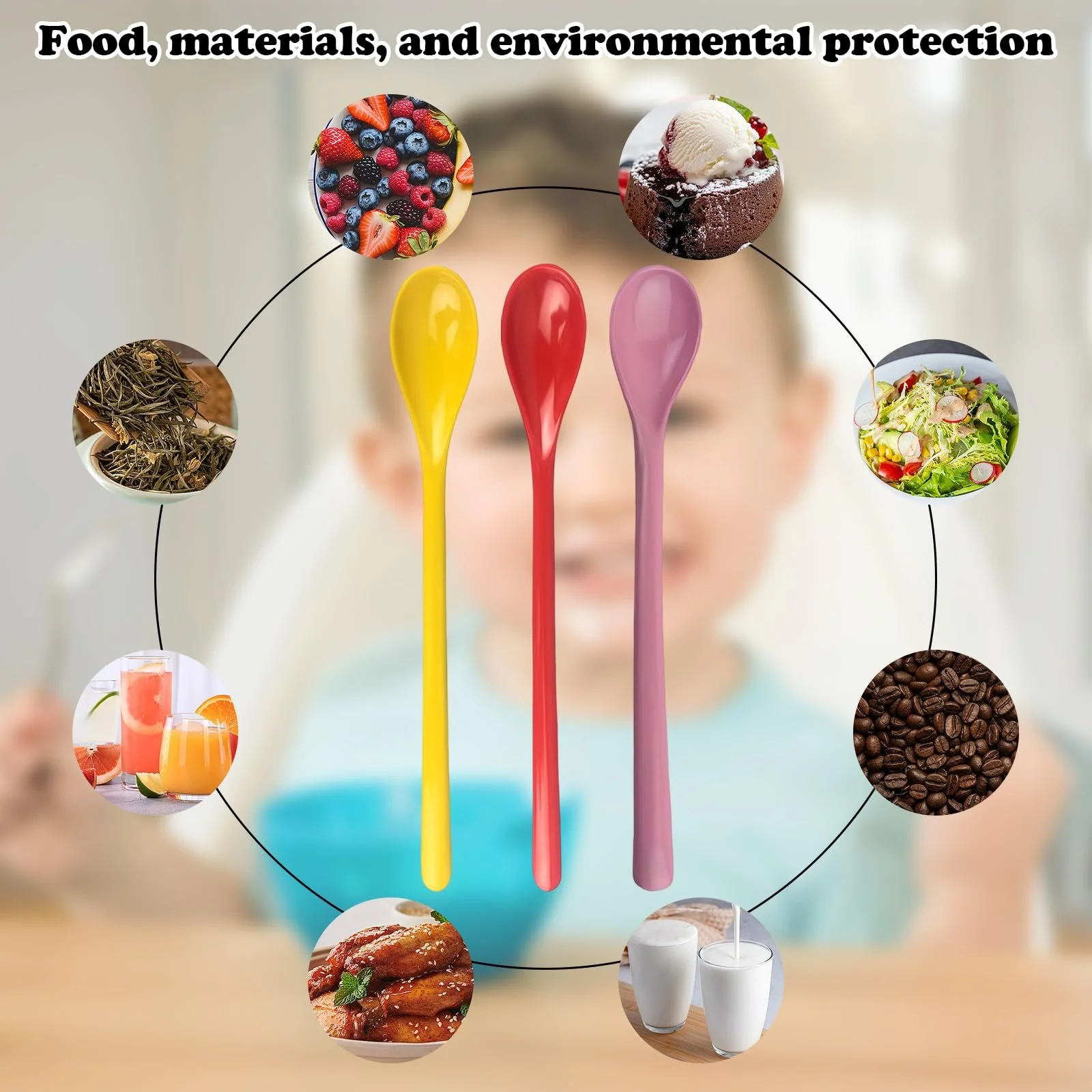 Набір із 3 пластикових ложок Colourful Robust Handle, 19 см, різнокольорові, фото №4