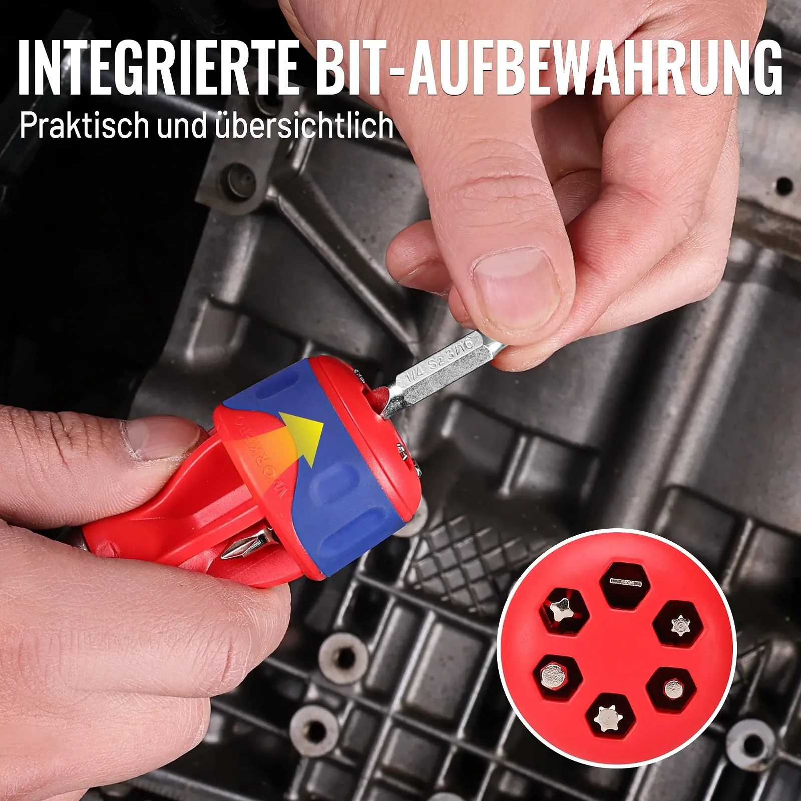 Міні-викрутка реверсивна WORKPRO 12-в-1 магнітна зі сталлю S2, фото №7