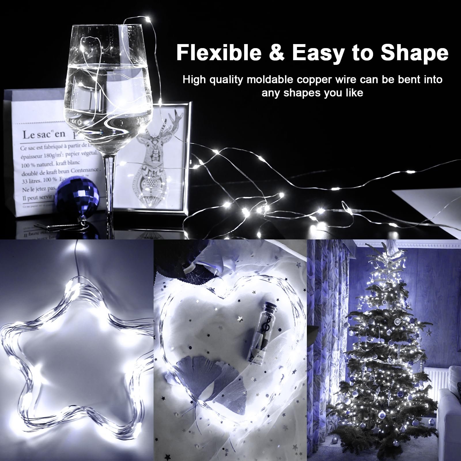 Гірлянда Cshare, 5 м, 50 LED, мідний дріт, 8 режимів, IP65, холодний білий, фото №6