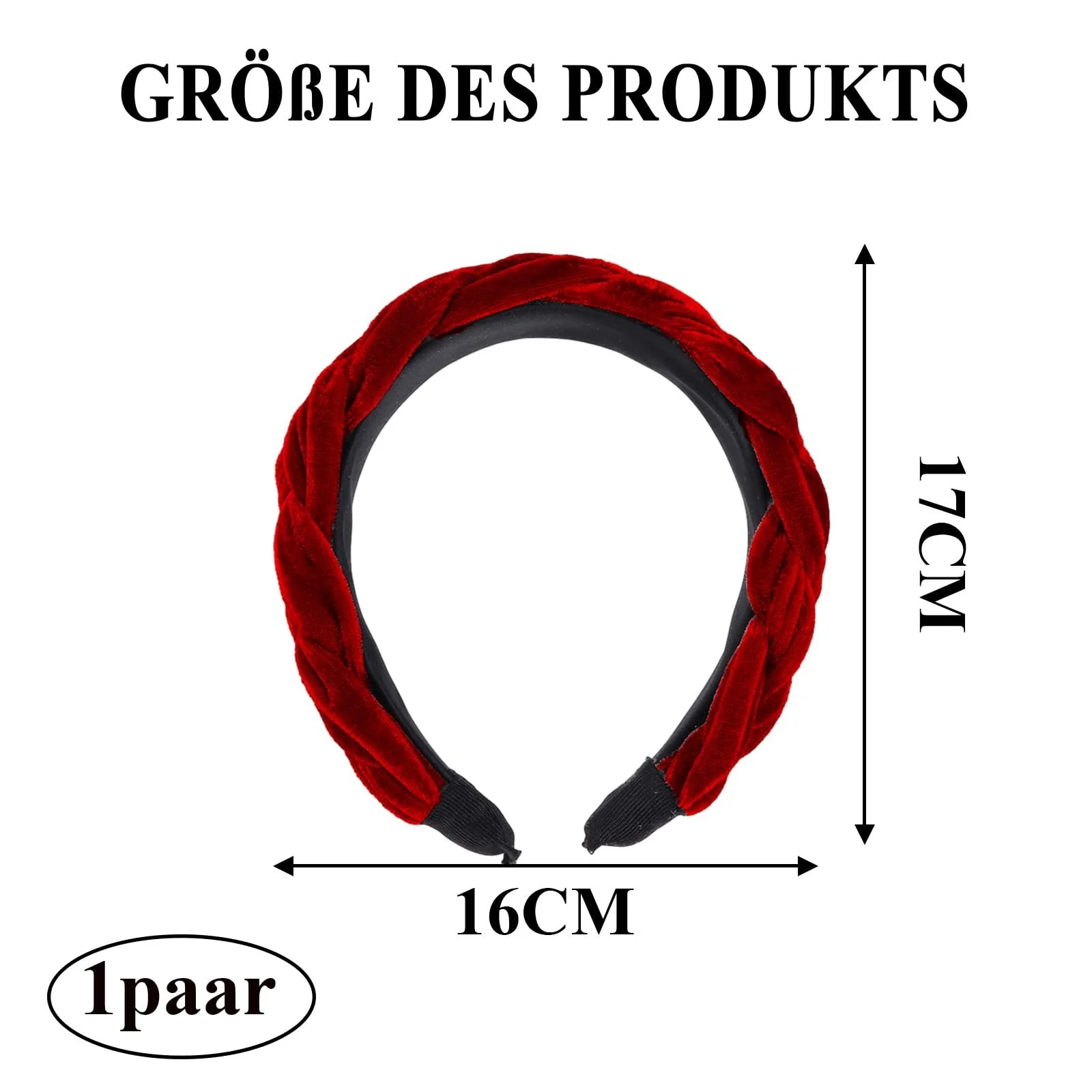 Плетені Обручі для Жінок Оксамитовий Аксесуари для Волосся Червоне Вино, фото №2