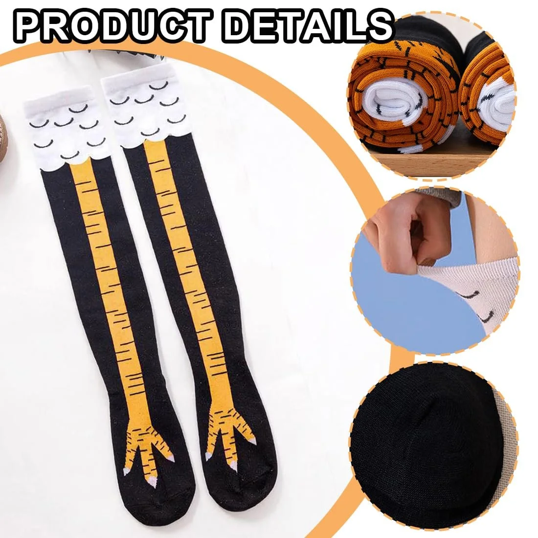 2 пари гольфів вище коліна, жіночі шкарпетки «Курячі лапки», фото №3