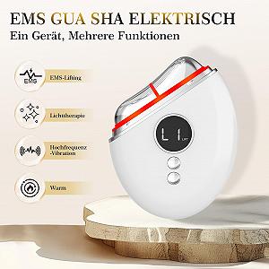 EMS Gua Sha Robofun Масажер для обличчя Електричний проти зморшок з вібрацією та нагріванням, пристрій для підтяжки обличчя з червоним, синім, зеленим світлом, для обличчя, проти зморшок, антивіковий - Білий synthetic.ua - Фото 1
